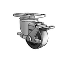 Stainless 3"x1.25" Polyolefin Delrin Bearing Side-Lock Caster with 2.5"x3.625" Plate