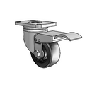 Stainless 3"x1.25" Polyolefin Delrin Bearing Caster with Total Lock and 2.5"x3.625" Plate