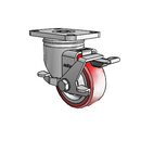 Stainless 3"x1.25" HI-TECH Plain Side-Lock Caster with 2.5"x3.625" Plate