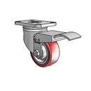 Stainless 3"x1.25" HI-TECH Plain Caster with Total Lock and 2.5"x3.625" Plate