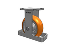 6"x2" USA Ergonomic Rigid Caster with MAX-Efficiency Orange Wheel, Toe Guard, and 4"x4.5" Plate