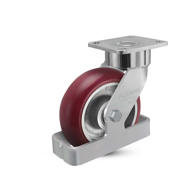 6"x2" USA Ergonomic Swivel Caster with MAX-Efficiency Wheel, Toe Guard, and 4"x4.5" Plate