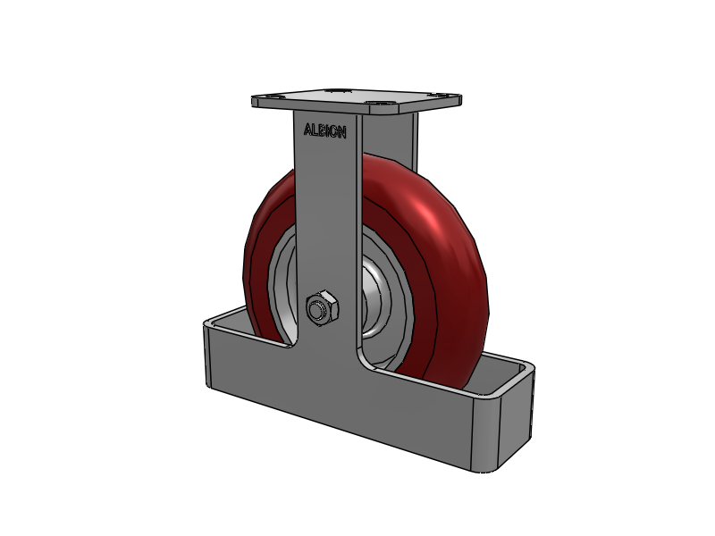 8"x2" USA Ergonomic Rigid Caster (9.5" OAH) with MAX-Efficiency Wheel, Toe Guard, and 4"x4.5" Plate