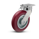8"x2" USA Ergonomic Swivel Caster (9.5" OAH) with MAX-Efficiency Wheel, Swivel Lock, and 4"x4.5" Plate