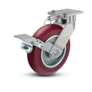 8"x2" USA Ergonomic Brake Caster with MAX-Efficiency Wheel, Swivel Lock, and 4"x4.5" Plate