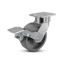 6"x2" USA Ergonomic Brake Caster with Nylon Wheel and 4"x4.5" Plate