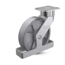 8"x2" USA Ergonomic Swivel Caster (9.5" OAH) with Nylon Wheel, Toe Guard, and 4"x4.5" Plate
