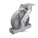 8"x2" USA Ergonomic Swivel Caster with Nylon Wheel, Toe Guard, Swivel Lock, and 4"x4.5" Plate
