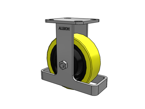 6"x2" USA Ergonomic Rigid Caster with HD Poly-on-Iron Wheel, Toe Guard, and 4"x4.5" Plate