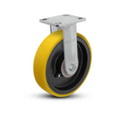 8"x2" USA Ergonomic Rigid Caster (9.5" OAH) with HD Poly-on-Iron Wheel and 4"x4.5" Plate