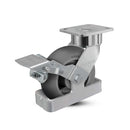 6"x2" USA Ergonomic Brake Caster with Performance Rubber Donut Wheel, Toe Guard,