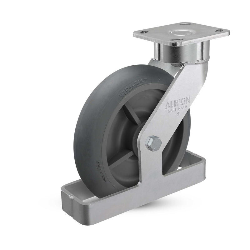 8"x2" USA Ergonomic Swivel Caster with Performance Rubber Donut Wheel, Toe Guard,