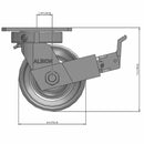 6"x3" Heavy-Duty Kingpinless Top Locking Caster with Cast Iron Wheel