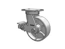 Kingpinless USA-rig 8"x3" Cast Iron Wheel Caster with Poly-Cam Brake and 6.25"x4.5" Plate