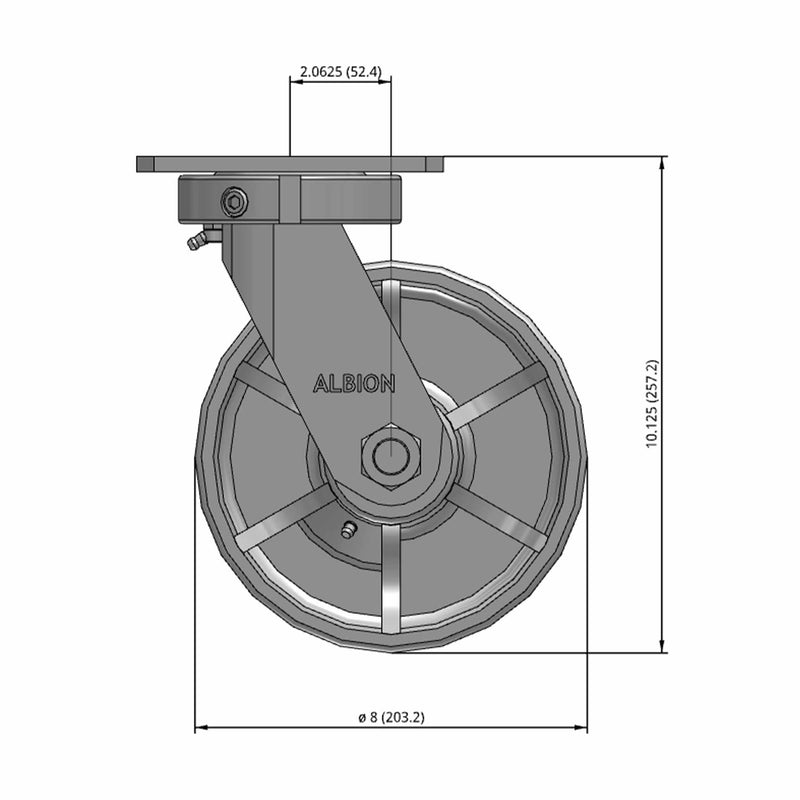 8"x3" Heavy-Duty Kingpinless Swivel Caster with Cast Iron Wheel