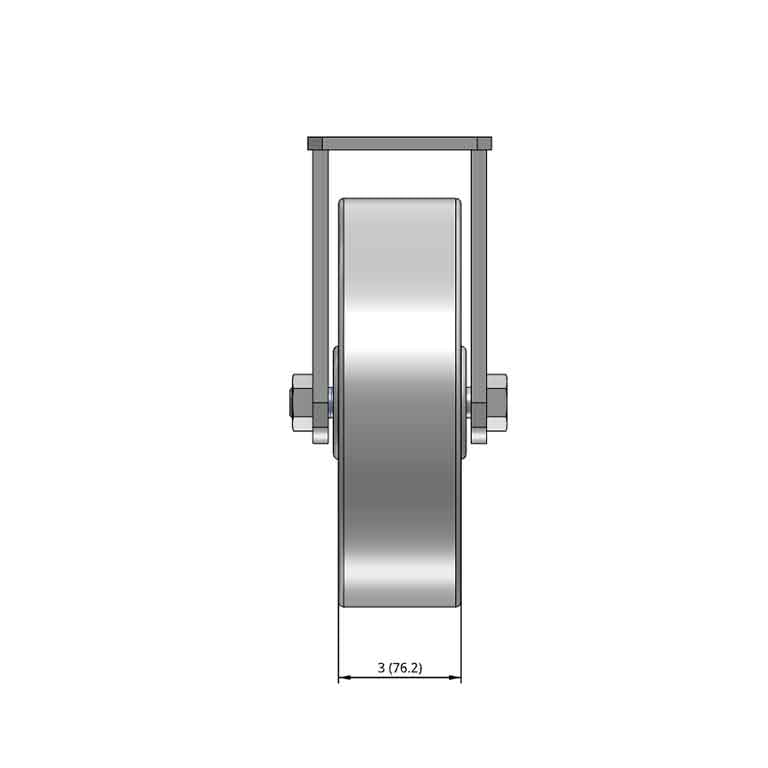 Top dimensioned CAD view of an Albion Casters 10" x 3" wide wheel Swivel caster with 6-1/4'' x 4-1/2'' top plate, without a brake, CA - Cast Iron wheel and 2800 lb. capacity part