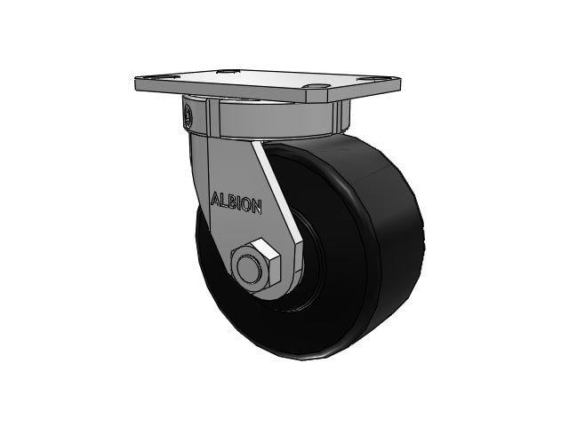 Kingpinless USA-rig 6"x3" Trionix Nylon Caster with 6.25"x4.5" Plate
