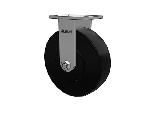 Kingpinless USA-rig 10"x3" Trionix Nylon Rigid Caster with 6.25"x4.5" Plate