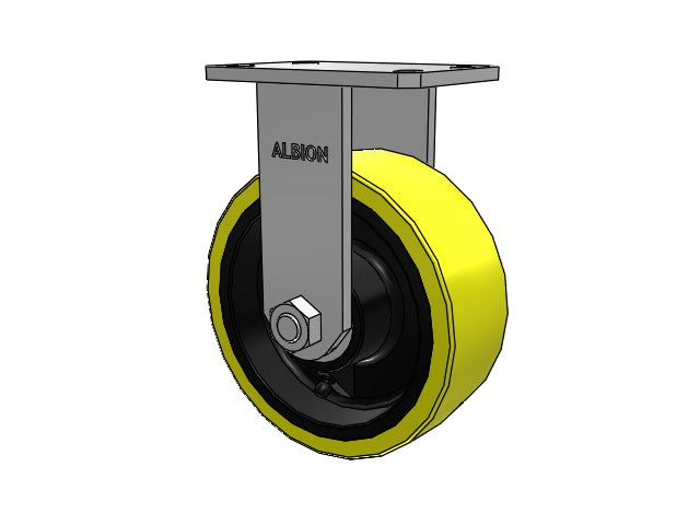 Kingpinless USA-rig 8"x3" HD Poly-on-Iron Rigid Caster with 6.25"x4.5" Plate