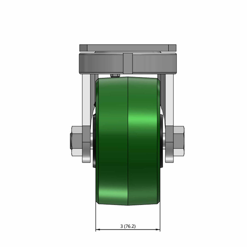 6"x3" USA-Made Kingpinless Swivel Polyurethane-on-Iron Wheel Caster