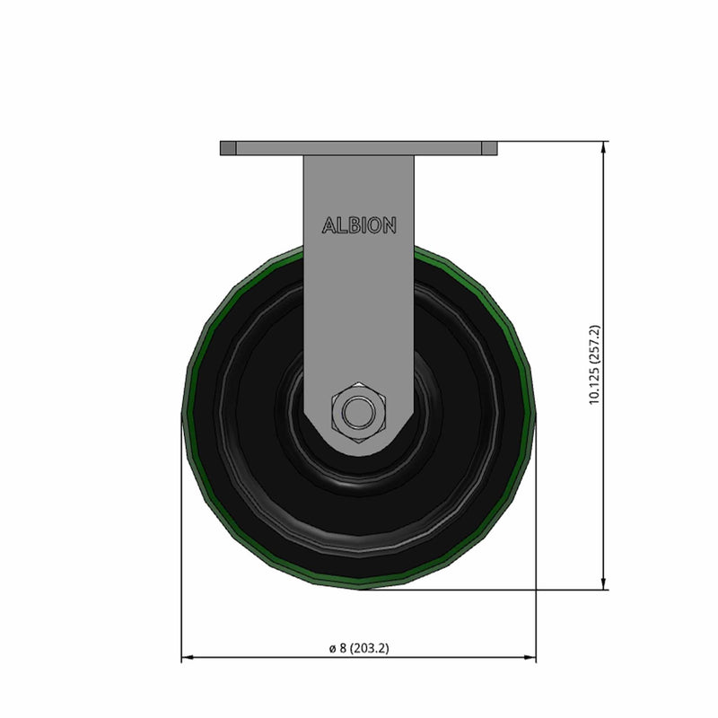 8"x3" USA-Made Kingpinless Rigid Polyurethane-on-Iron Wheel Caster