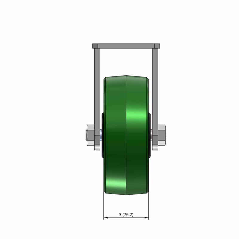 8"x3" USA-Made Kingpinless Rigid Polyurethane-on-Iron Wheel Caster