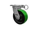 Kingpinless 8"x3" Green Poly-on-Iron Caster with 6.25"x4.5" Plate & Swivel Lock