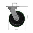 8"x3" USA-Made Kingpinless Swivel Polyurethane-on-Iron Wheel Caster