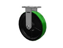 Kingpinless 12"x3" Green Poly-on-Iron Rigid Caster with 6.25"x4.5" Plate