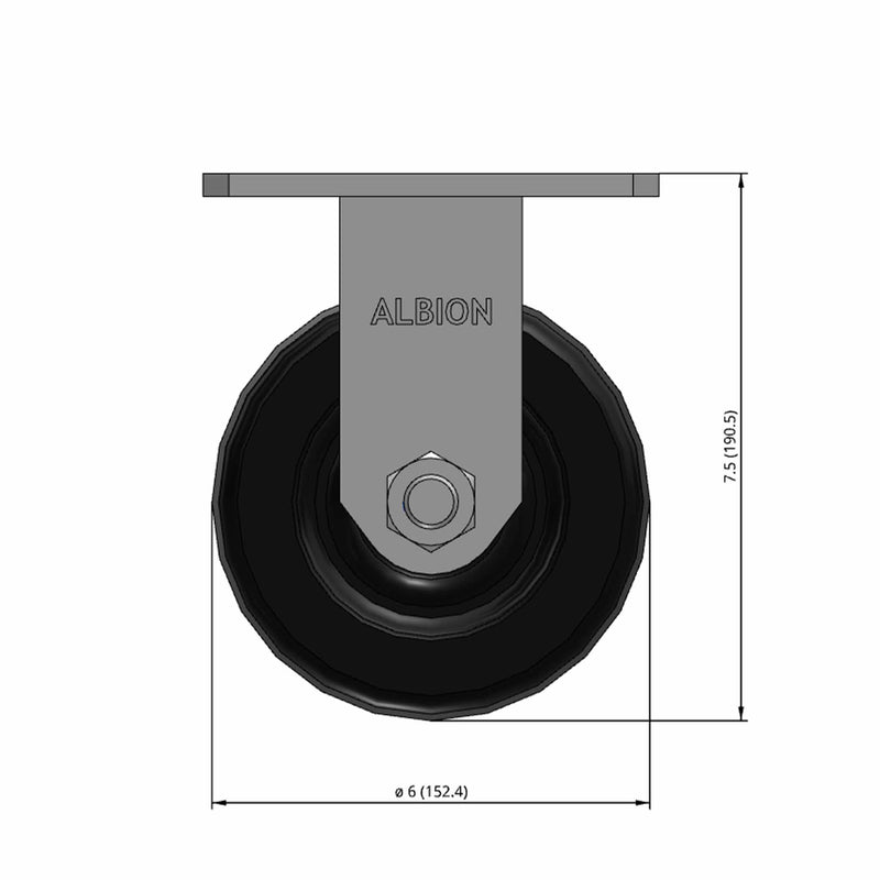 6"x3" USA-Made Kingpinless Rigid Caster with Phenolic Wheel