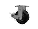 Kingpinless USA 8"x3" Phenolic Rigid Caster with Poly-Cam Brake and 6.25"x4.5" Plate