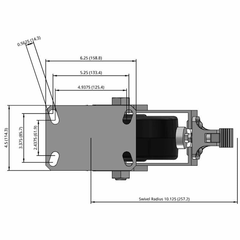 8"x3" USA-Made Kingpinless Top Lock Caster with Phenolic Wheel