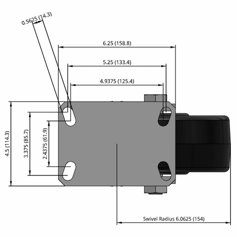8"x3" USA-Made Kingpinless Swivel Caster with Phenolic Wheel