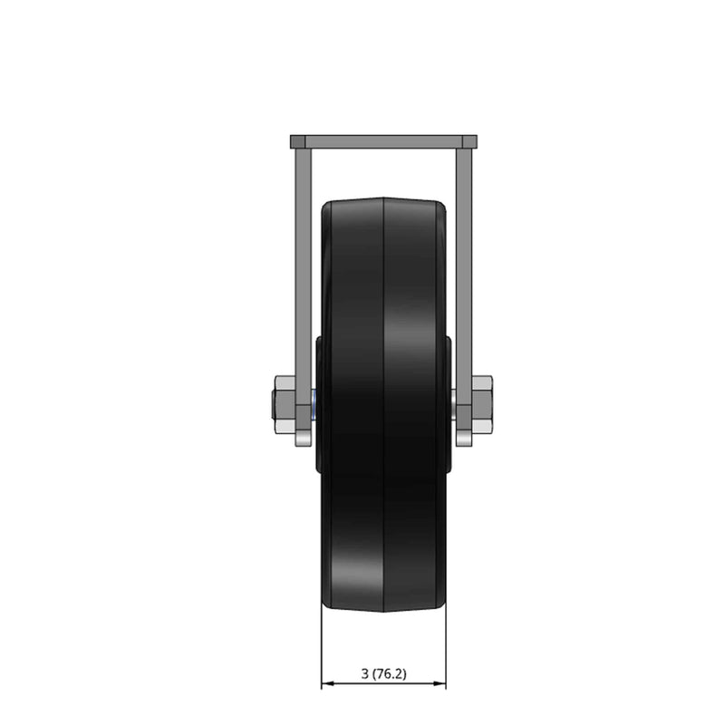 Top dimensioned CAD view of an Albion Casters 10" x 3" wide wheel Rigid caster with 6-1/4'' x 4-1/2'' top plate, without a brake, TM - Phenolic wheel and 2900 lb. capacity part