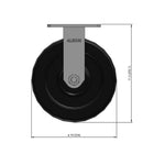 Front dimensioned CAD view of an Albion Casters 10" x 3" wide wheel Rigid caster with 6-1/4'' x 4-1/2'' top plate, without a brake, TM - Phenolic wheel and 2900 lb. capacity part