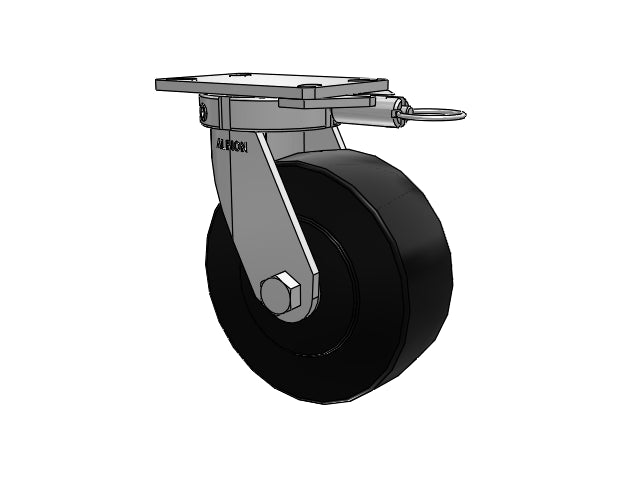 Stainless HD Kingpinless 8"x3" Trionix Nylon Caster with 6.25"x4.5" & Swivel Lock