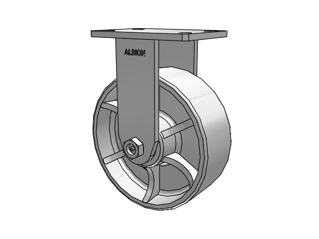 Value Kingpinless 8"x3" Cast Iron Wheel Rigid Caster with 6.25"x4.5"