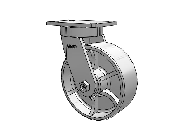 Value Kingpinless 8"x3" Cast Iron Wheel Caster with 6.25"x4.5"