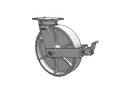 Value Kingpinless 12"x3" Cast Iron Wheel Caster with Face Brake and 6.25"x4.5"