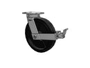 Value Kingpinless 12"x3" Rubber-on-Iron Wheel Caster with Face Brake and 6.25"x4.5"