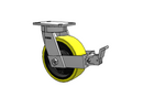 Value Kingpinless 8"x3" HD Poly-on-Iron Caster with Face Brake and 6.25"x4.5"