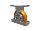 6"x2" USA Ergonomic Rigid Caster with MAX-Efficiency Orange Wheel, Toe Guard, and 6.25"x4.5" Plate