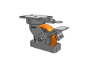 6"x2" USA Ergonomic Brake Caster with MAX-Efficiency Orange Wheel, Toe Guard, Swivel Lock, and 6.25"x4.5" Plate