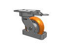 6"x2" USA Ergonomic Swivel Caster with MAX-Efficiency Orange Wheel, Toe Guard, Swivel Lock, and 6.25"x4.5" Plate