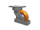 6"x2" USA Ergonomic Swivel Caster with MAX-Efficiency Orange Wheel, Toe Guard, and 6.25"x4.5" Plate
