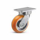 6"x2" USA Ergonomic Swivel Caster with MAX-Efficiency Orange Wheel and 6.25"x4.5" Plate