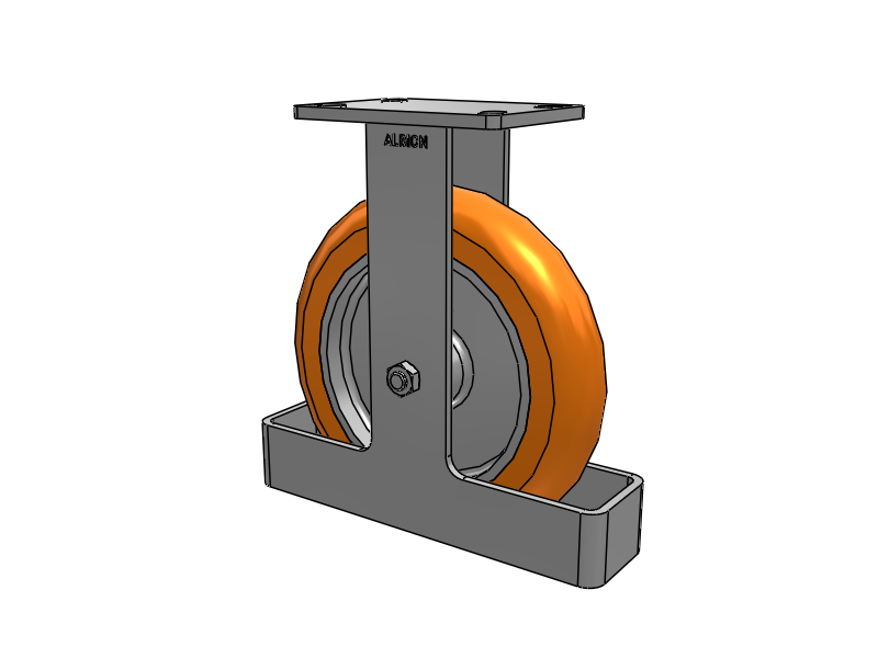 10"x2" USA Ergonomic Rigid Caster with MAX-Efficiency Orange Wheel, Toe Guard, and 6.25"x4.5" Plate