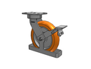 10"x2" USA Ergonomic Brake Caster with MAX-Efficiency Orange Wheel, Toe Guard, and 6.25"x4.5" Plate