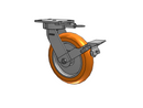 10"x2" USA Ergonomic Brake Caster with MAX-Efficiency Orange Wheel, Swivel Lock, and 6.25"x4.5" Plate