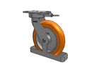 10"x2" USA Ergonomic Swivel Caster with MAX-Efficiency Orange Wheel, Toe Guard, Swivel Lock, and 6.25"x4.5" Plate